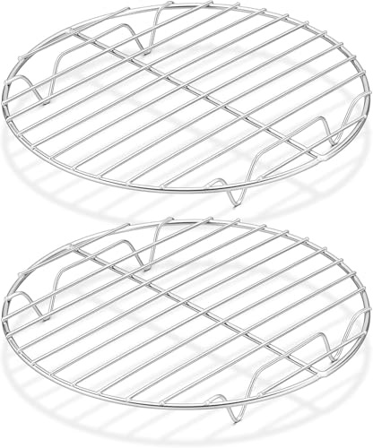 Support à gâteau, grille de refroidissement ronde, 2 pièces, grille à gâteau, grille de refroidissement en acier inoxydable, pour refroidir, cuire, cuire à la vapeur, four, métal argenté, Ø 23 cm