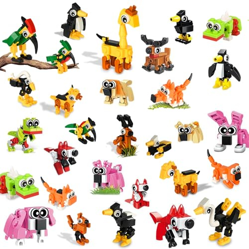30 Packs Building Blocks Party Bag Fillers for Kids, Mini Animals Building Block Sets for Classroom Prizes Birthday Pinata Stocking Fillers Valentines Easter Gifts for Kids Boys Girls 4+ Years