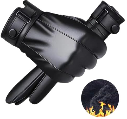 BDSHUNBF Herren Lederhandschuhe, Hochwertige Handschuhe aus Leder für Winter, Herren Lederhandschuhe Gefüttert, Schwarze Lederhandschuhe für Herren Kalte Wintertage, Handschuhe Leder Herren (1 Paar)
