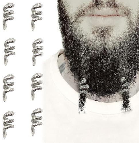 QIUMING Dreadlock wikinger bartperlen Wikinger Haarperlen Haar Bartperlen bartperlen zum klipsen Schmuck nordische haarperlen bartschmuck für Männer Frauen Haar Bart Schmuck DIY (Silber,Stil 3)