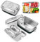 Fiambrera de Acero Inoxidable, Fiambrera de 2000ML, Fiambrera a Prueba de Fugas con Compartimentos y Anillo de Sellado para Comida, Sandwich, Ensalada, Fruta, Lunch Box Portáti para Niños y Adultos