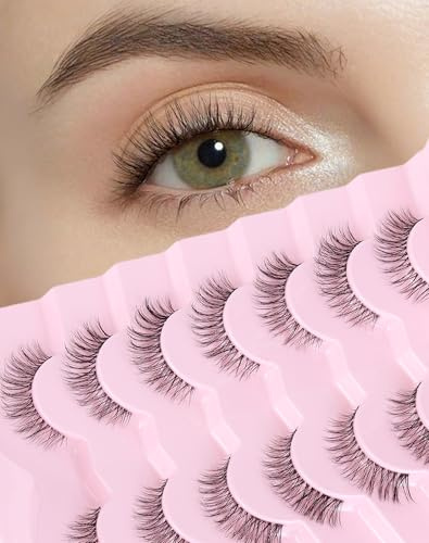 Onlyall Natürliche Wimpern wispy Lashes klares Band Künstliche Natürlich Aussehende Falsche Wimpern, C-Curl Fake Eyelashes13mm H6