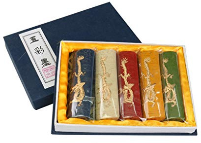 XFUYI Juego de Barras de Tinta de 5 Colores Bloques de Tinta de Colores para caligrafía Japonesa China Tinta Tradicional Paiting Tinta de Dibujo de Paisaje