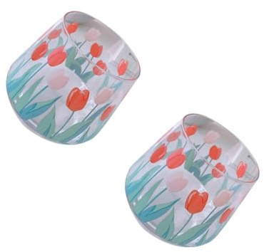 DECHOUS 2 Pezzi Bicchiere Con Motivo a Tulipano Tazza Tulipani Finti Uncinetto a Tulipano Tulipani Vasi Per La Casa Bicchiere D'acqua Per Ufficio Coppa Tulipa Green