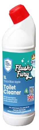 Blue Shield Hygiene Flush Fury Toilet Cleaner - Fresh Apple Fragrance, High-Cling Formula for Limescale and Stain Removal, Safe for All Toilet Surfaces, 1L