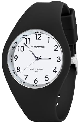 AOOSU Orologio Digitale da Donna, Orologio da Donna, Orologios sportivo da donne con Cinturino in Silicone Gelatina, Impermeabilizzazione Della Vita 30 Metri (Bianco e Nero)