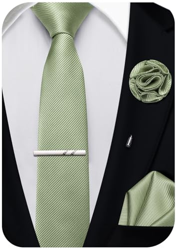 Ailisus Cravate fine et poche carrée de couleur unie de 6 cm pour homme, pince à cravate formelle, fête de mariage