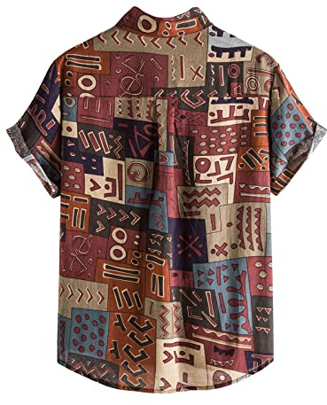 Hombres Camisas de Manga Corta - Estilo étnico Blusa de impresión Camisa de Playa Hawaiana Africano étnico de Gran tamaño Suave cómodo de Manga Corta Streetwear Top