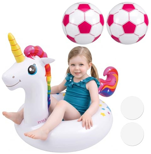Pool Inflatables Pool Floats, Inflatable Beach Ball With 2 Repair Patch | Internal Diameter 24cm, Inflatable Swimming Rings for Kids, Beach Pool Toys, Swim Floats Kids, Rubber Ring for Beach Party