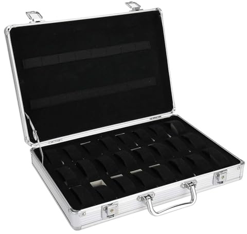 Luwecf Maletín para Relojes Caja de Almacenamiento de Aluminio con Interior Acolchado Portátil Y Ligero Resistente Al Agua Adecuado para Viajes Almacenaje en, 10 Rejillas