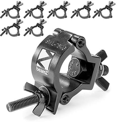 8x BeamZ BC35B-75 Slimline Half Coupler Lighting O-Clamp Set, Heavy-Duty Aluminium Truss Clamps 32-35mm Diameter, 75kg Load, Stage DJ Event Rigging, Black
