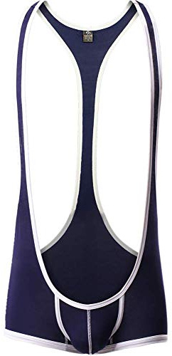 CSMARTE Män trikåer bodysuit formkläder hängslen brottning undertröja trikåer string jumpsuit trosor badkläder herr underkläder, Blue, L