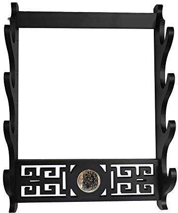 GOONSDS Wall Mount Sword Holder Samurai Display Hanger for Katana Wakizashi 4Tier,Tai Chi 4 Tier