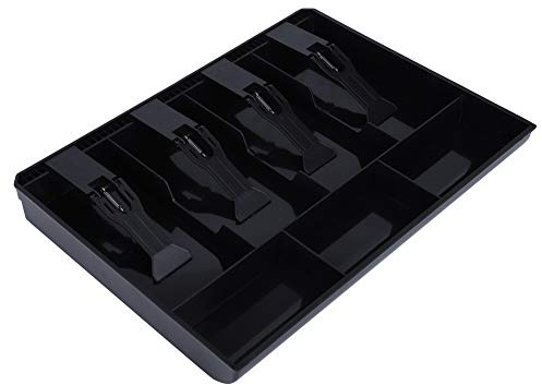 Vassoio Inserto registratore di Cassa, Sostituzione Vassoio Inserto registro cassetto Contanti 4 Banconote 3 Monete Scatola Porta Soldi(Nero)
