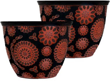 SG Traders Pack Of 2 X-Large Plastic Round Chengdu Garden Plant Pots Planter Indoor Outdoor Pots Top Diameter Flower Pot with Drainage Holes, Beautiful Planters for Your Garden Needs (30, 36, 40cm)