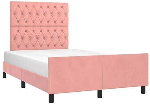 vidaXL Giroletto con Testiera Rosa 120x200 cm in Velluto