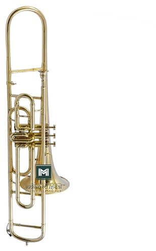 Trombón de válvula, paso BB, calidad de latón con funda de transporte y boquilla incluida (dorado)