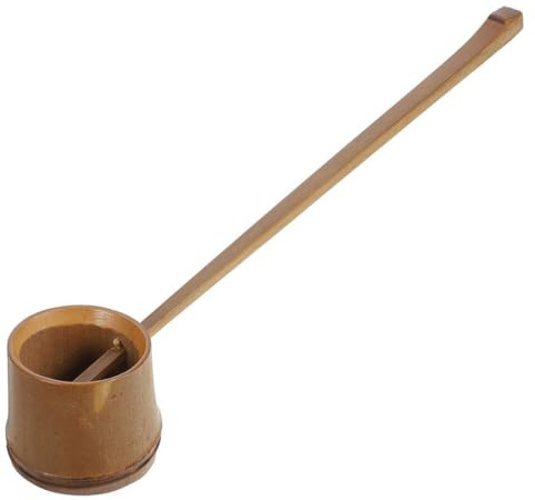 DEARMAMY Wooden Ladle Long Handle Water Soup Ladle Scoop Bamboo Japanese Water Handmade Bailer Dipper Bath for Garden Tea