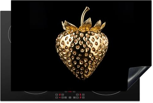 KitchenYeah© Cubre Vitrocerámica - Protector Vitroceramica Induccion 80x52 cm - Tapa Vitroceramica - Protector de Vitroceramica Fresa - Oro - Negro - Cromo