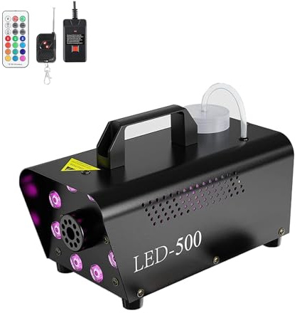 Hanwin Stage Fog Machine, Smoke Machines, 500W, 8 LED Lights, 13 Colors, 2000CFM, Suitable for Disco,Stage, Bar, Halloween, Christmas