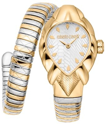 Roberto Cavalli Damen Analog Quarz Uhr mit Edelstahl Armband RC5L110M0065