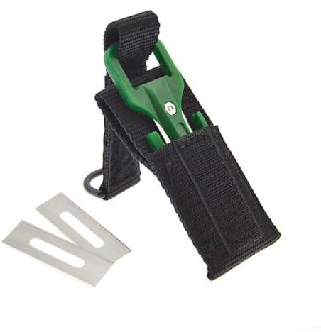 Honseadek Scuba Diving Line Having 420j2 Stainless Steel Plus Nylon Glass Fiber Handle Underwater Cutting Device with Spare for Blades and Sh (GREEN)