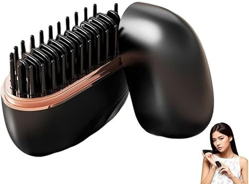 Mini Piastra per Capelli, Portatile Spazzola Elettrica Lisciante, Spazzola Lisciante 3 Temperature, Riscaldamento Rapido e Ricarica, Adatto per capelli fini e morbidi (Black)
