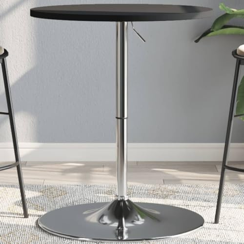 NIVVHOH Bartisch Schwarz 60x60x90 cm Holzwerkstoff Verchromter Stahl Elegantes Design Trendig für Esszimmertische und Küchentisch