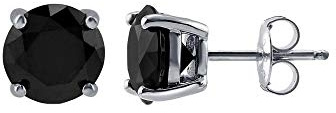 Gold Gala Boucles d'oreilles en Argent Sterling 925 avec Zirconium Cubique Noirs pour Homme Femme (5 mm)