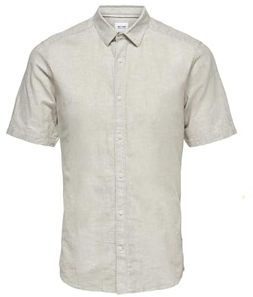 Only & Sons Homme Onscaiden SS Linen Shirt Noos Chemise Not Applicable, Chinchilla, XS