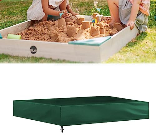 Outdoor Sandbox Cover, Waterproof Sunscreen Sandboxes Sandpit Cover Square Protective Cover Beach Sandbox Canopy with Drawstring for Sand and Toys Away (150 * 150CM, Green)