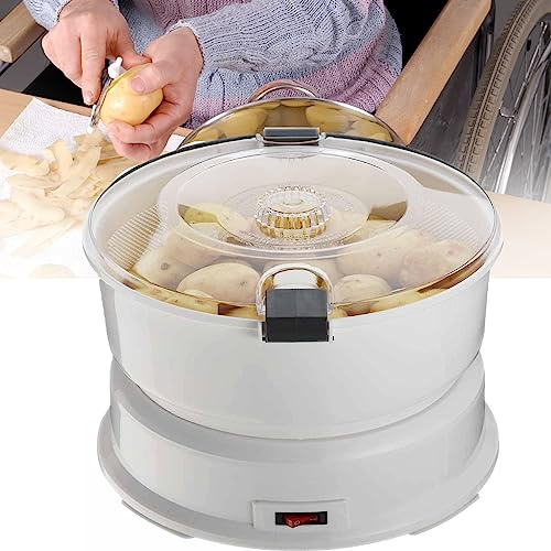Electric Potato Slicer Machine,Vegetable Peeler with Container & Rotary Safety Lock,1kg Capacity White Potato Shaker