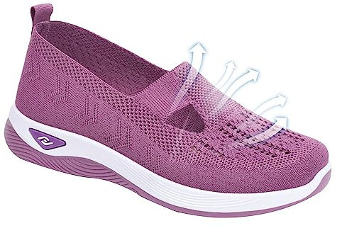 Moonyan Zapatillas ortopédicas para mujer | Mocasines sin cordones para mujer, zapatos ortopédicos antideslizantes para caminar, zapatos casuales, morado, 39 EU