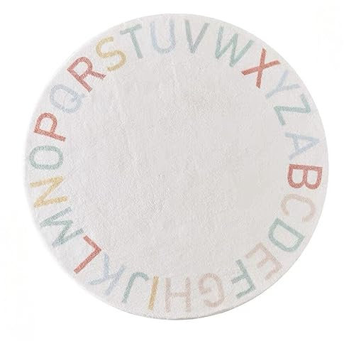 ABC Runder Alphabet-Teppich für Kinder, weicher Plüsch, pädagogisches Spielen, Krabbelmatte, rutschfester Bodenkissen, Klassenzimmer, Spielzimmer, Schlafzimmer