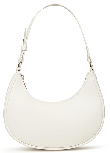 Barabum Borsa a tracolla classica retrò con chiusura a cerniera per le donne, 6b-bianco