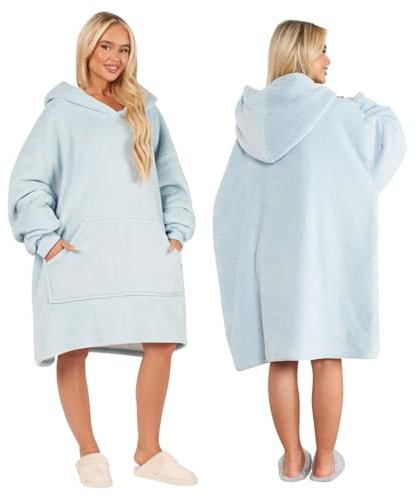 Sienna Wearable Blanket Hoodie, Ultra Sofa Fleece Blanket Gifts for Women Warm Cosy Hooded Throw Blanket Winter Gift Girls Adults Men Boys, Baby Blue
