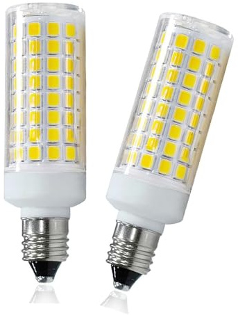 HAOGUAIS 2-Pack E11 LED Light Bulbs, E11 Mini Candelabra Base, Daylight White 6000K 75W Halogen Equivalent, 120V 7W JD T3 T4 Corn Bulb Indoor Lighting