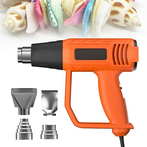 Heat Gun 2000W Hot Air Gun Kit with 4 Nozzles, 300° / 600°C Temperature Settings Power Hot Air Heater Tool for Crafts, Heat Shrink, Paint Stripping, Candle Making - Red