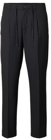 SELETED Homme Pantaloni da Uomo Slh190-reg Tapered Leroy Pleat Noos, Nero, S EU, Nero, S