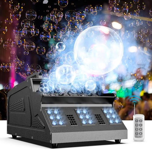 ZonQoonz máquina de humo con burbujas, máquina de burbujas 1500W con 18 efectos RGB 3 en 1, mando a distancia con control DMX, adecuado para fiesta, DJ, Halloween, Navidad, boda