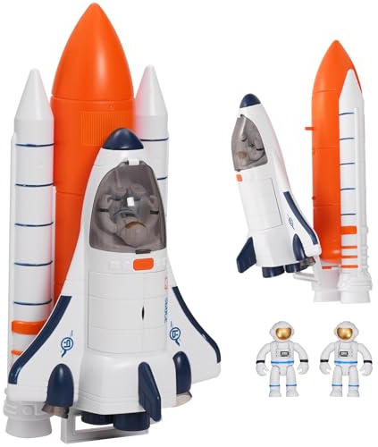 Yosamy Space Shuttle Jouet fusée pour enfants avec son et lumière 2 astronautes Jouet spatial pour garçons et filles