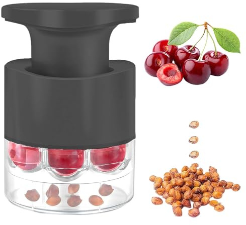 7-Hole Cherry Pitter, 2025 New Quick Push Pull Multiple Cherries Seed Remover Cherry Pitter Tool, Multi-Function Cherry Pitters Core Remover (Black)