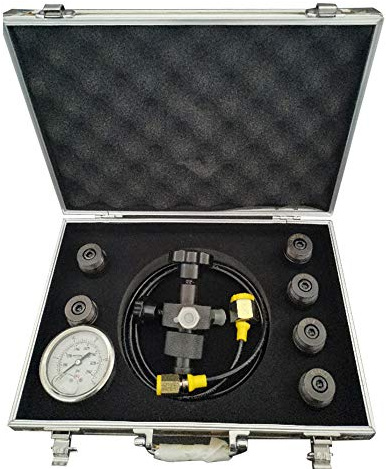 MGNSJGYXN Strumenti per Test di Pressione idraulica, Kit di riempimento e Ricarica di azoto per accumulatori 7 in 1, Set di Test per valvole a Gas, Strumento Gonfiabile FPU-1-25 40MPA