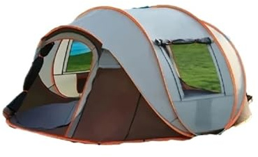 5-8 Person Fully Automatic Pop-Up Camping Tent – Quick Open Waterproof Outdoor Hand-Throw Tent(Brown large size)