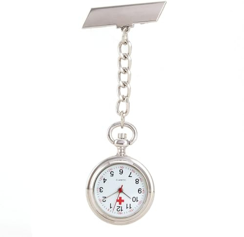 ZJchao Reloj de Enfermera con Solapa, Pin de Paralelogramo, Reloj de Bolsillo Colgante para Médico de Aleación de Tiempo Preciso para Profesionales Médicos