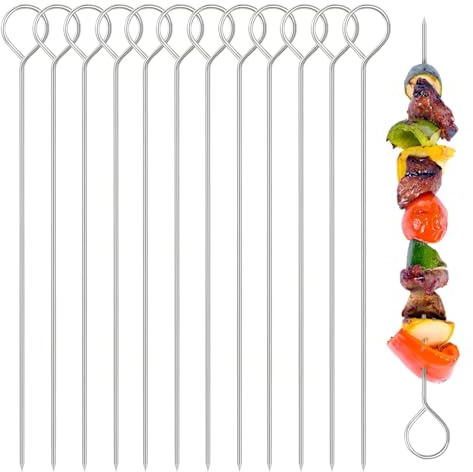 Brochetas de Metal Pinchos for barbacoa, aguja de 35cm, utensilio Metal, tenedor, alfileres, herramientas viaje al aire libre hierro(20pcs)