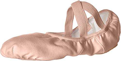 Capezio Hanami Canvas Split Sole Ballet Shoes for Girls Women No Drawstring Leather Sole Elasticated Flat Ballet Shoes for Dance Yoga Gymnastics 2037 Nude 5 UK