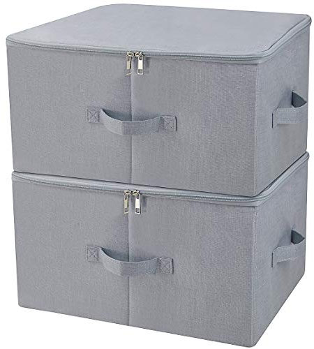 iwill CREATE PRO Faltbare staubdichte Aufbewahrungsbox für Schränke mit Reißverschlussdeckel, Atmungsaktiver Stoff für saisonale Kleidung, Hellgrau, 2Stk.