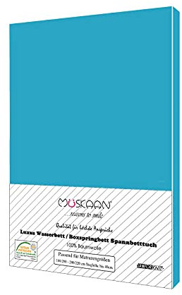 Müskaan Spannbettlaken 180x200 cm – 200x220 cm | 100% Baumwolle Jersey Bettlaken – Weiches Spannbetttuch für Matratzen bis 32 cm Höhe – Türkis