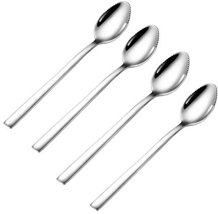 JIACUO 4 pièces cuillères à Pamplemousse en Acier Inoxydable à Bord dentelé Pamplemousse aux Fruits